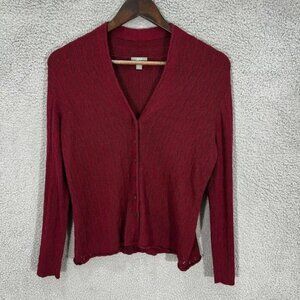 j. jill sweater | petite medium | red cardigan button up silk blend open knit